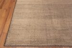 Corner of Beautiful Soft Cream Color Modern Tribal Checkerboard Design Wool Pile Area Rug #11276 Nazmiyal Antique Rugs