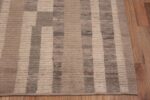 Corner of Decorative Light Cream Color Background and Neutral Color Tribal Geometric Design Modern Hallway Runner Rug 11147 by Nazmiyal Antique Rugs