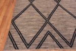 Corner of Facinating Geometric Chevron Design Square Shape Grey Color Modern Area Rug #11392 by Nazmiyal Antique Rugs