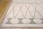 Corner of Geometric Ivory Modern Contemporary Decorative Area Rug 11879 by Nazmiyal Antique Rugs