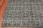 Corner of Grey Blue Color Allover Geometric Design Room Size Modern Area Rug 11475 by Nazmiyal Antique Rugs