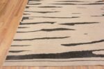Corner of Handmade Cream Charcoal Brown Wool Modern Abstract Area Rug 11408 by Nazmiyal Antique Rugs
