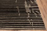 Corner of Handmade Wool Pile Modern Contemporary Cream And Charcoal Color Area Rug 11574 by Nazmiyal Antique Rugs
