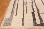 Corner of Ivory Background Abstract Primitive Design Modern Area Rug 11727 by Nazmiyal Antique Rugs