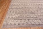 Corner of Beautiful Light Ivory Cream Color Tribal Geometric Design Modern Room Size Area Rug 11597 by Nazmiyal Antique Rugs