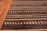 Corner of Large Brown Cream Geometric Flatwoven Modern Contemporary Kilim Area Rug 11812 by Nazmiyal Antique Rugs