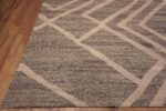 Corner of Large Size Grey Color Flatweave Tribal Geometric Modern Kilim Rug #11822 by Nazmiyal Antique Rugs