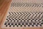 Corner of Large Size Modern Cream Gray Black Checkerboard Design Contemporary Area Rug 11748 by Nazmiyal Antique Rugs