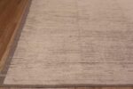 Corner of Decorative and Versatile Large Size Solid Light Ivory Cream Color Background Modern Wool Pile Area Rug 11785 by Nazmiyal Antique Rugs