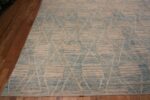 Corner of Large Washed Out Sky Blue Tribal Geometric Contemporary Modern Area Rug 11757 by Nazmiyal Antique Rugs