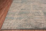 Corner of Light Blue Color Abstract Tribal Geometric Design Modern Area Rug 11571 by Nazmiyal Antique Rugs