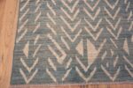 Corner of Light Blue and Ivory Color Artistic Tribal Geometric Design Hallway Runner Rug 11158 by Nazmiyal Antique Rugs