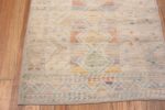Corner of Light Cream And Pastel Color Tribal Geometric Design Modern Contemporary Hallway Runner Rug 11053 by Nazmiyal Antique Rugs