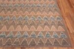 Corner of Beautiful Calming Neutral Color Modern Contemporary Soft Pastel Color High Low Pile Geometric Chevron Design Rug 11491 by Nazmiyal Antique Rugs
