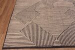 Corner of Modern Cream Brown Geometric Art Deco Inspired Design Contemporary Area Rug 11453 by Nazmiyal Antique Rugs