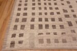 Corner of Modern Cream Brown Tribal Geometric Room Size Area Rug 11682 by Nazmiyal Antique Rugs