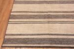 Corner of Modern Cream and Charcoal Color Minimalist Geometric Room Size Area Rug 11357 by Nazmiyal Antique Rugs