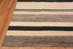 Corner of Modern Flatweave Room Size Black and White Color Kilim Rug #11593 Nazmiyal Antique Rugs