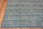 Corner of Modern Geometric Light Sky blue Background Tribal Contemporary Area Rug 11340 by Nazmiyal Antique Rugs
