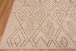 Corner of Captivating and Decorative Modern Ivory Cream Tribal Geometric Moroccan Beni Ourain Design Rug 11485 by Nazmiyal Antique Rugs
