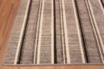 Corner of A Decorative Modern Room Size Stripped Design Black and White Color Contemporary Area Rug 11355 by Nazmiyal Antique Rugs