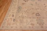 Corner of Neutral Decorative Soft Pastel Color Room Size Modern Turkish Oushak Design Rug 11671 by Nazmiyal Antique Rugs