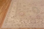 Corner of Neutral Tribal Floral Modern Turkish Oushak Design Area Rug 11602 by Nazmiyal Antique Rugs