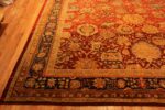 Corner of Jaw Dropping Rustic Red Oversized Large Scale Allover Design Antique Indian Agra Rug 71251 by Nazmiyal Antique Rugs