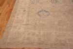 Corner of Soft Neutral Contemporary Modern Turkish Oushak Design Area Rug 11603 by Nazmiyal Antique Rugs