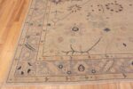 Corner of Beautiful and Decorative Soft Pastel Color Tribal Geometric Floral Design Room Size Modern Turkish Oushak Design Area Rug 11375 by Nazmiyal Antique Rugs