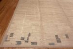 Corner of Extremely Decorative Square Shape Cream Color Artistic Abstract Tribal Design Modern Rug 11721 by Nazmiyal Antique Rugs