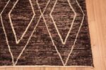 Corner of Tribal Geometric Diamond Pattern Modern Brown Hallway Runner Rug 11180 by Nazmiyal Antique Rugs