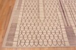 Corner of Ivory Background Light Brown Color Tribal Geometric Design Modern Room Size Area Rug 11341 by Nazmiyal Antique Rugs