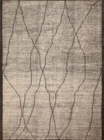 A Truly Facinating Cream Color Background With A Tribal Nomadic Abstract Modern Room Size Area Rug 11683 by Nazmiyal Antique Rugs