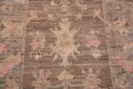 Details of Casual Oushak Design Brown Earth-Tone Color Floral Modern Hallway Runner Rug 11209 by Nazmiyal Antique Rugs
