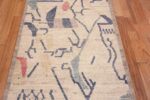 Details of Ivory Cream Color Background Abstract Tribal Geometric Design Modern Hallway Runner Rug 11169 by Nazmiyal Antique Rugs