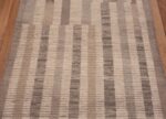 Details of Decorative Light Cream Color Background and Neutral Color Tribal Geometric Design Modern Hallway Runner Rug 11147 by Nazmiyal Antique Rugs