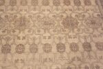 Details of Decorative Soft Neutral Cream Color Contemporary Tribal Geometric Modern Turkish Oushak Design Rug 11376 by Nazmiyal Antique Rugs