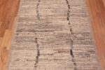 Details of Earthy Grey Color Tribal Nomadic Minimalist Design Modern Hallway Runner Rug 11082 by Nazmiyal Antique Rugs