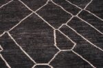 Details of Large Size Black and White Color Tribal Berber Moroccan Beni Ourain Design Modern Area Rug 11801 by Nazmiyal Antique Rugs