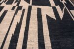 Details of Jaw Dropping Large Size Bold Charcoal and Cream Color Modern Geometric Hollywood Regency Style Area Rug 11827 by Nazmiyal Antique Rugs