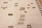 Details of Large Size Soft Cream Ivory Background And Brown Tribal Geometric Design Modern Area Rug 11850 by Nazmiyal Antique Rugs