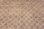 Details of Modern Room Size Grey Abrash Background Ivory Tribal Geometric Honeycomb Pattern Area Rug 11251 by Nazmiyal Antique Rugs
