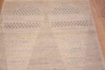 Details of Neutral Color Artistic Tribal Design Modern Hallway Runner Rug 11058 by Nazmiyal Antique rugs
