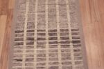 Details of Beautiful Neutral Grey Color Simplistic Geometric Design Modern Contemporary Hallway Runner Rug 11143 by Nazmiyal Antique Rugs