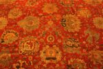 Details of Jaw Dropping Rustic Red Oversized Large Scale Allover Design Antique Indian Agra Rug 71251 by Nazmiyal Antique Rugs
