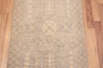 Details of Soft Grey Neutral Color Khotan Pomegranate Design Modern Hallway Runner Rug 11213 by Nazmiyal Antique Rugs