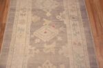 Details of Soft Light Gray Pastel Color Tribal Geometric Turkish Oushak Design Modern Hallway Runner Rug 11202 by Nazmiyal Antique Rugs
