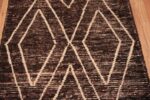 Details of Tribal Geometric Diamond Pattern Modern Brown Hallway Runner Rug 11180 by Nazmiyal Antique Rugs