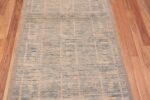 Details of Texture of Tribal Geometric Design Light Blue Color Modern Hallway Runner Rug 11144 by Nazmiyal Antique Rugs
